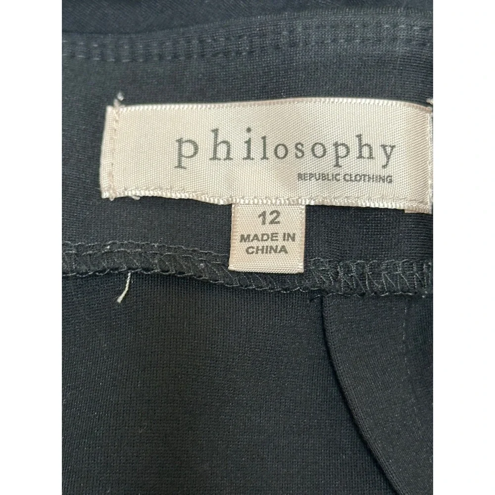 Philosophy Republic Clothing Black Pencil Skirt Gold Back Zip Ponte Knit Sz 12